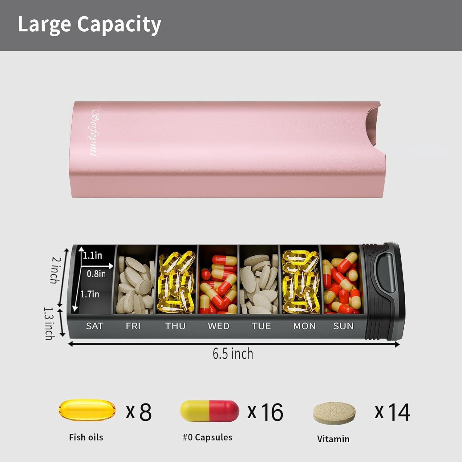 Tablettenbox 7 Tage Metall Pillendose Organizer Ein-/Ausschiebedesign