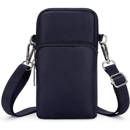 Kleine Handytasche zum Umhängen Damen mit Geldbörse, Nylon, dunkelblau