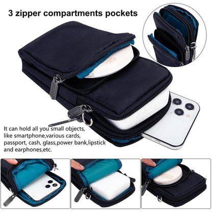 Kleine Handytasche zum Umhängen Damen mit Geldbörse, Nylon, dunkelblau