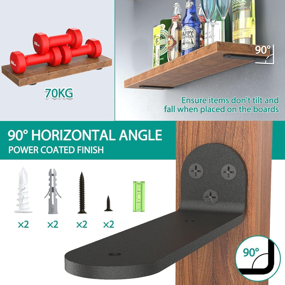 Schwerlast Regalhalterung 15 cm, 2 Stück, Schwarz