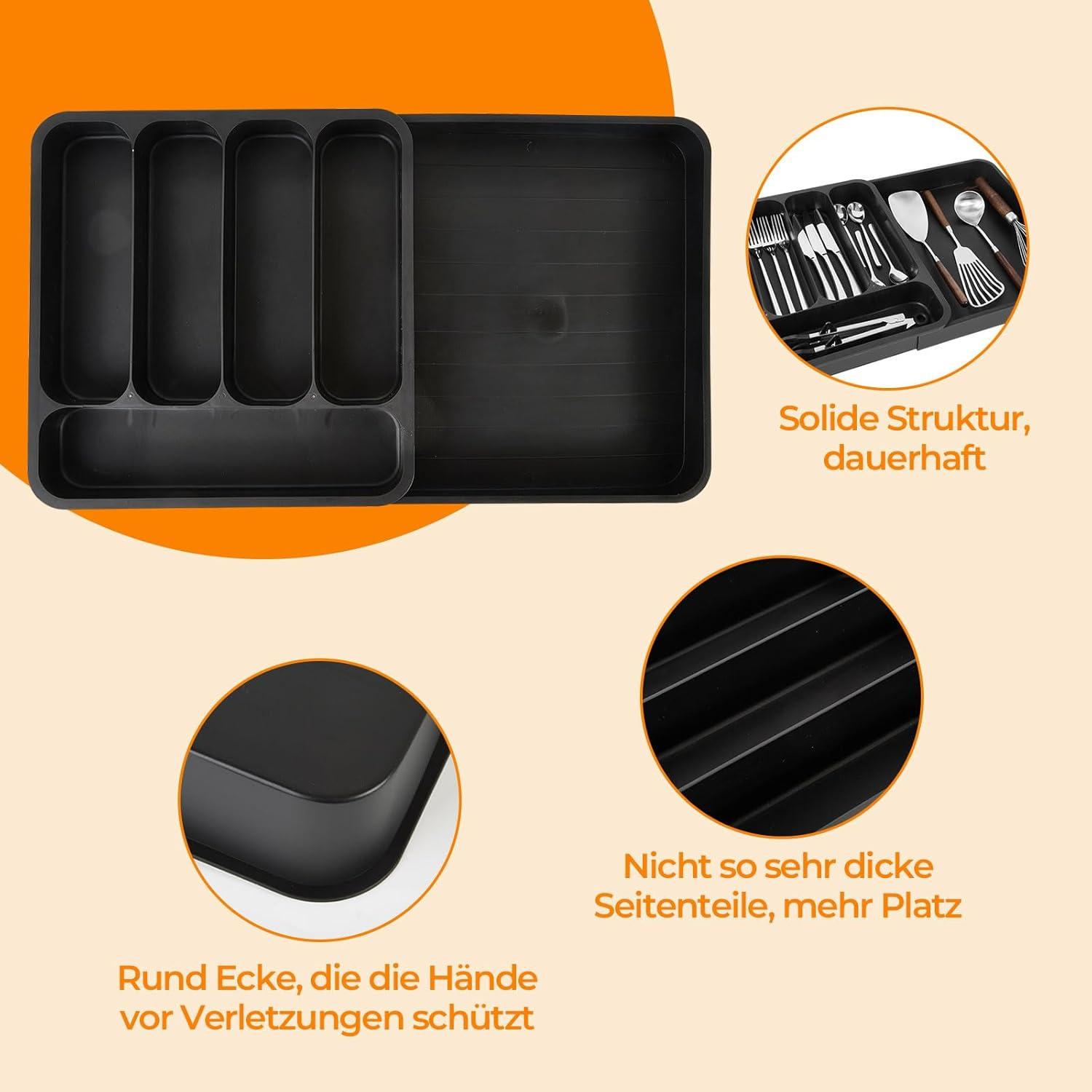 Verstellbarer Besteckkasten für Schubladen - Besteck Organizer