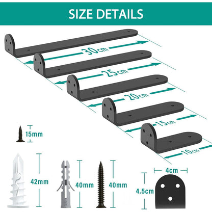 Schwerlast Regalhalterung 15 cm, 4 Stück, Schwarz