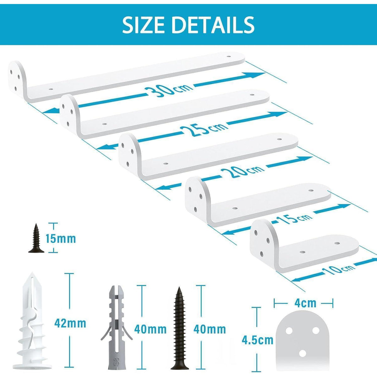Regalhalterung Schwerlast 30cm Weiß 4 Stück