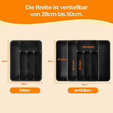 Verstellbarer Besteckkasten für Schubladen 28-50cm - Schwarz