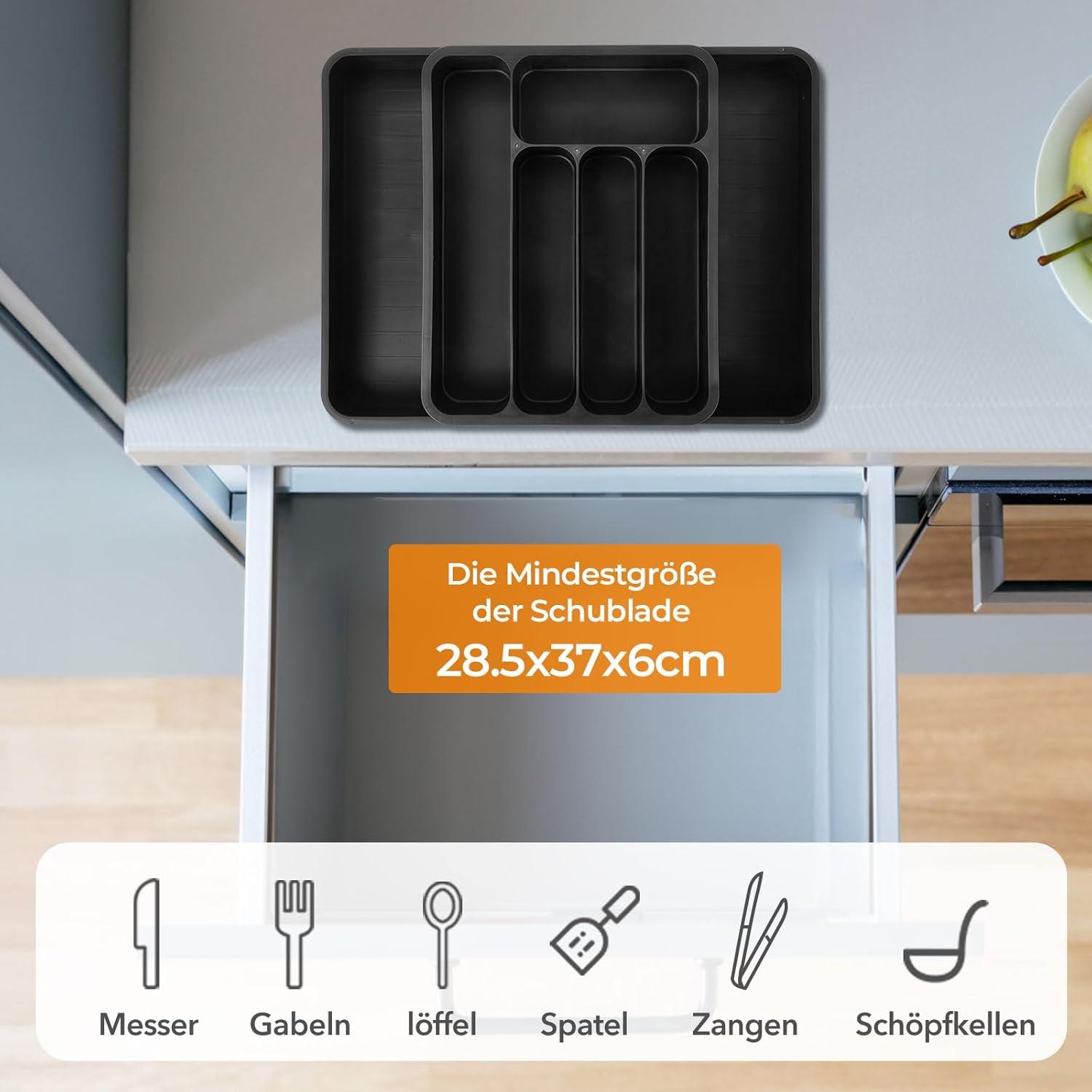 Besteckkasten Schubladen Organizer Verstellbarer Schubladeneinsatz 28-50x36cm