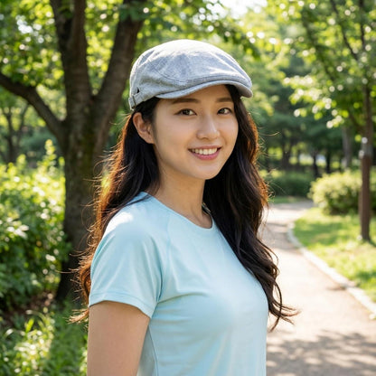 Schiebermütze Herren Sommer Dünn - Atmungsaktive Flatcap Hellgrau