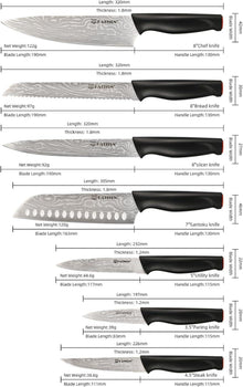 KATISUN 15-teiliges schwarzes Deutsches Stahl Messerset mit