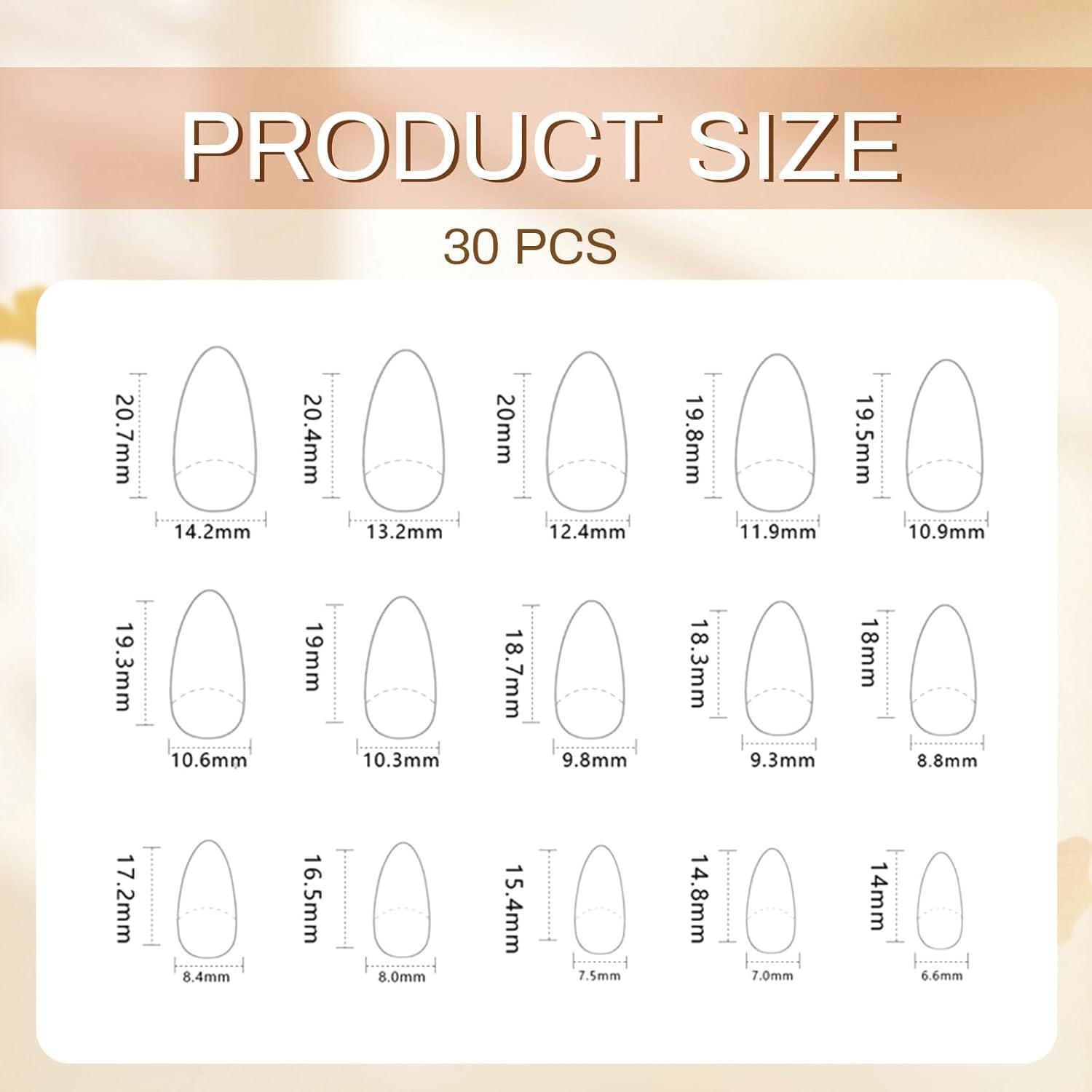 30Pcs Weinrot Press On Nails Kurz Oval Dicke Akryl Press Ons