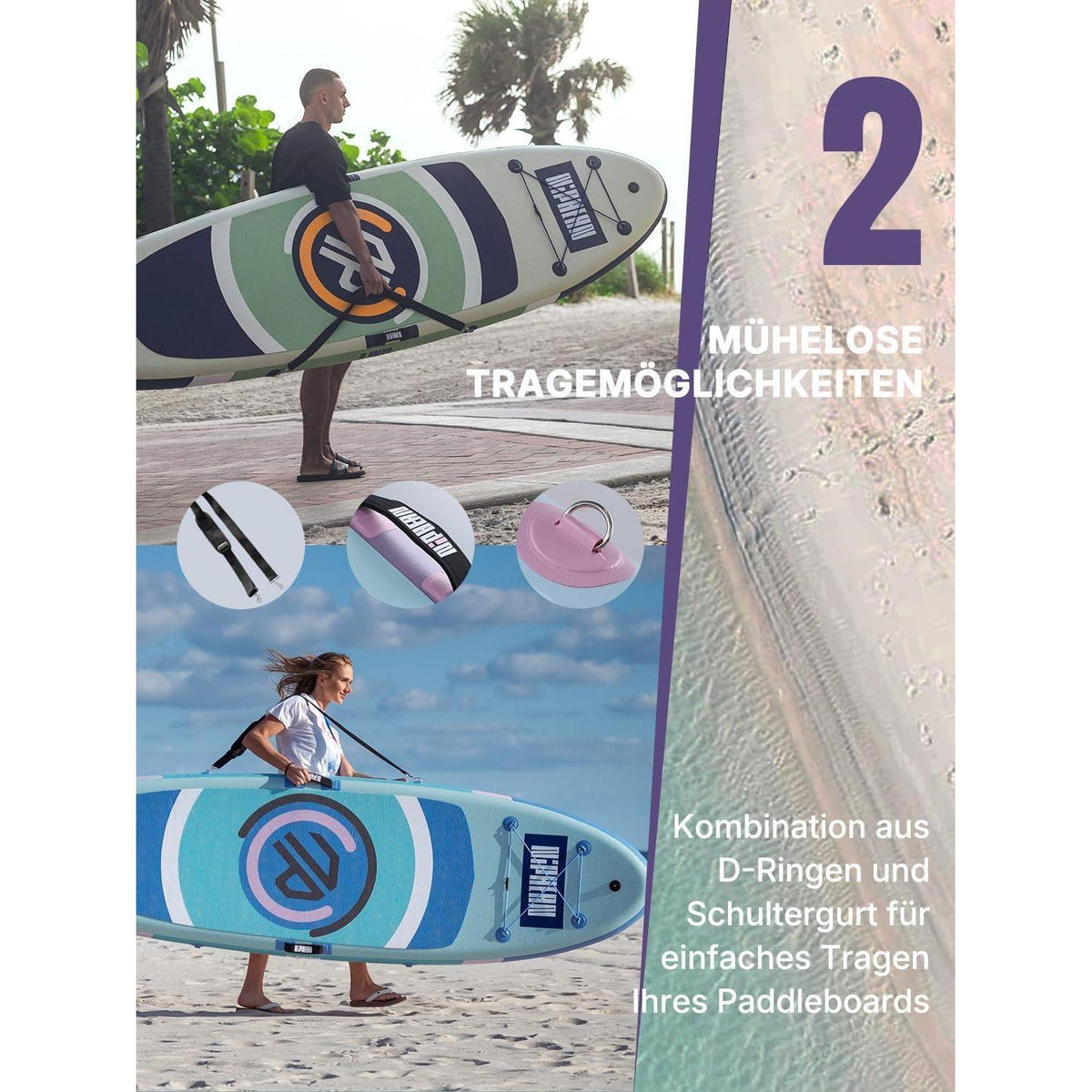Aufblasbares SUP Board 305cm mit Kajaksitz und Zubehör