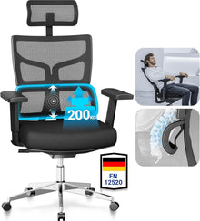 Ergonomischer Bürostuhl 200kg belastbar, XXL, 3D