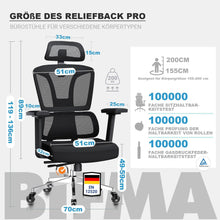MELOKEA Bürostuhl 200 KG 4D Armlehnen Sitztiefe Gummirollen