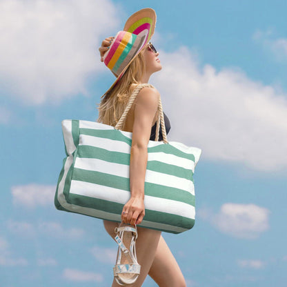 Strandtasche Damen Wasserdicht Groß mit Reißverschluss Erbsengrün