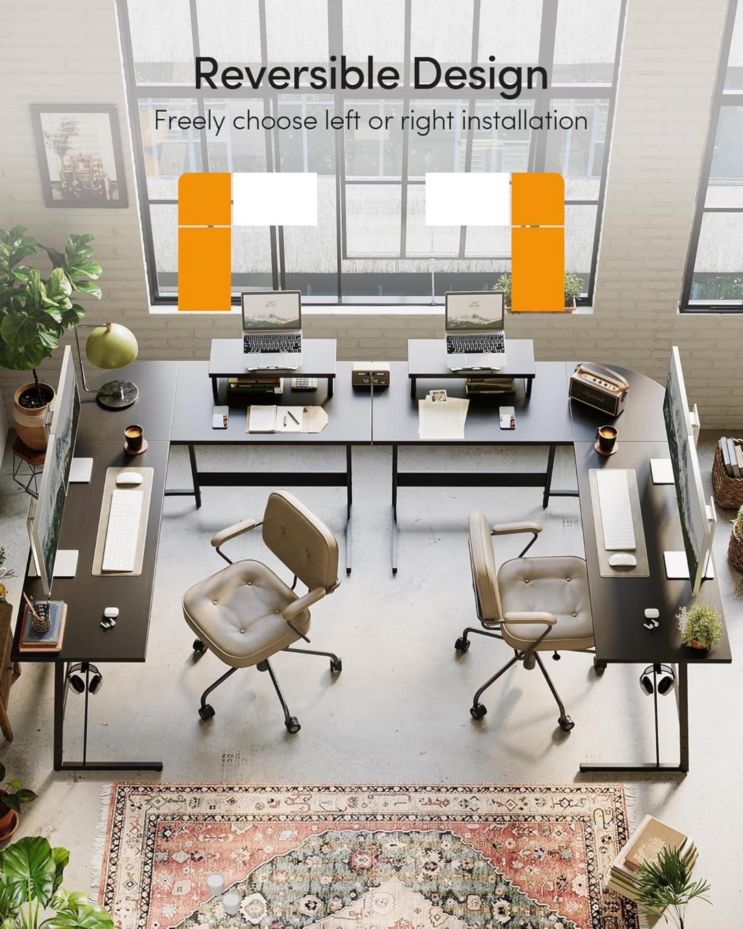 Gaming Tisch Eckschreibtisch 150 x 120 cm L-Form Schwarz Monitorständer