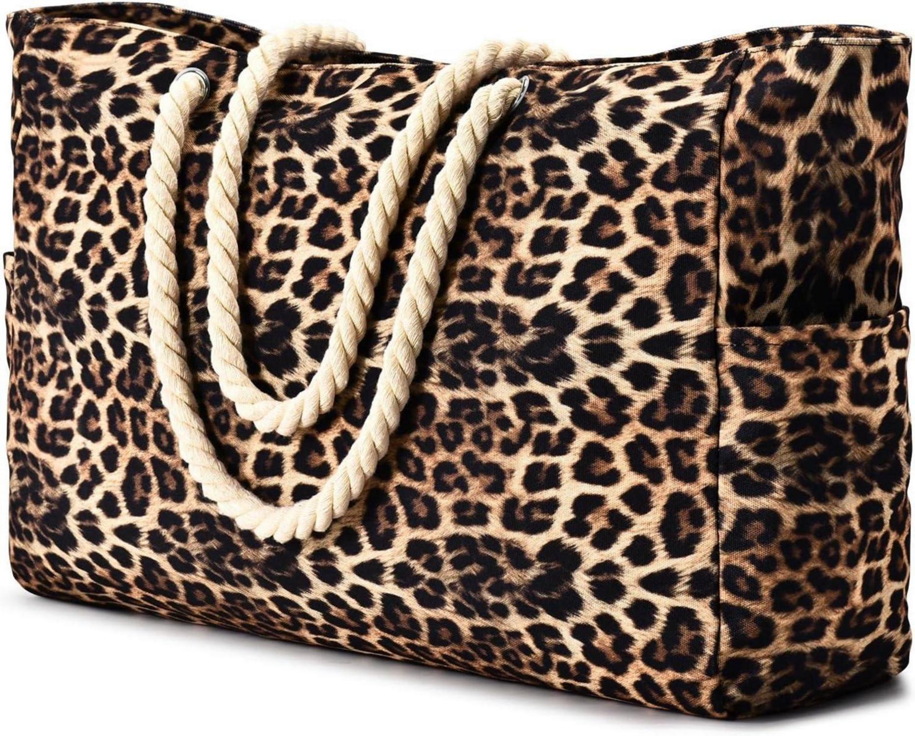 Streifen Strandtasche Damen Groß Wasserdicht Tote Bag Leopard