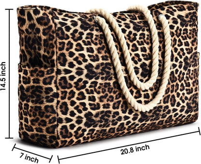 Streifen Strandtasche Damen Groß Wasserdicht Tote Bag Leopard