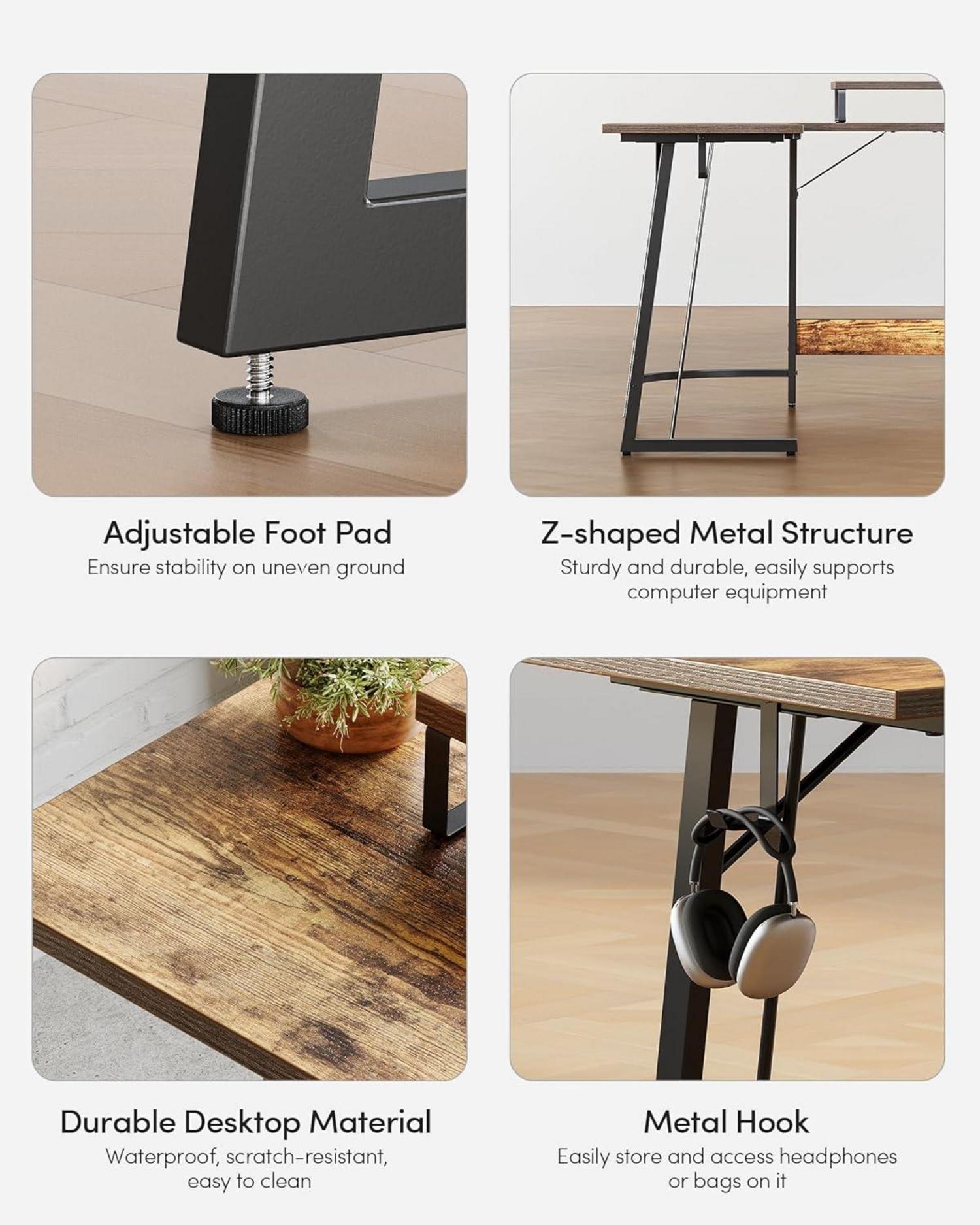 Gaming Tisch Eckschreibtisch 120 x 120 cm L Form Monitorständer