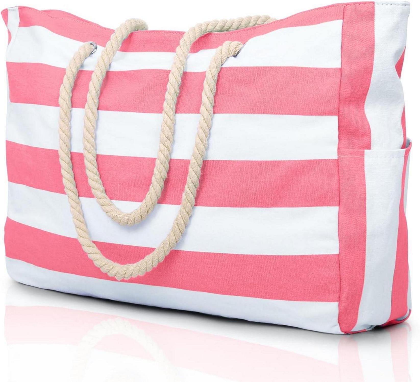 Stilvolle Strandtasche Damen Wasserdicht Groß mit Reißverschluss Rose