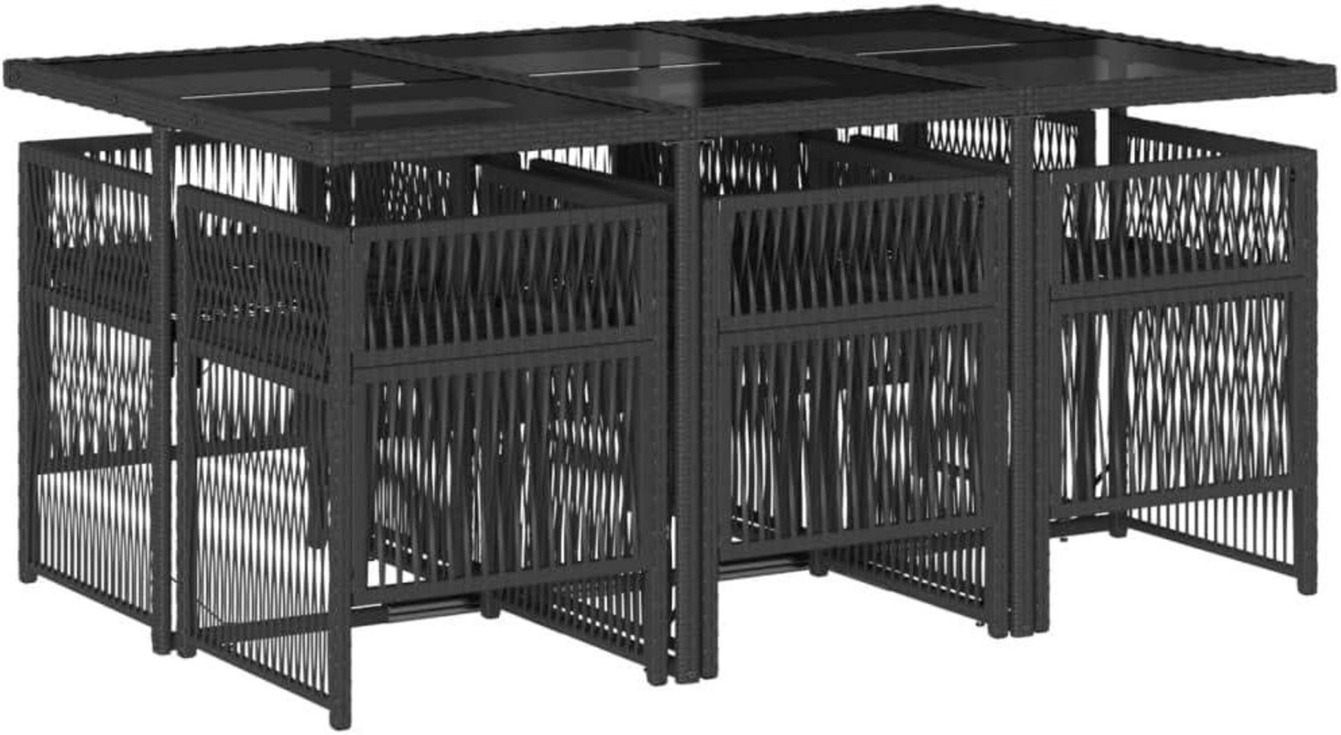 Garten 7-TLG. Essgruppe Schwarz Poly Rattan Terrasse