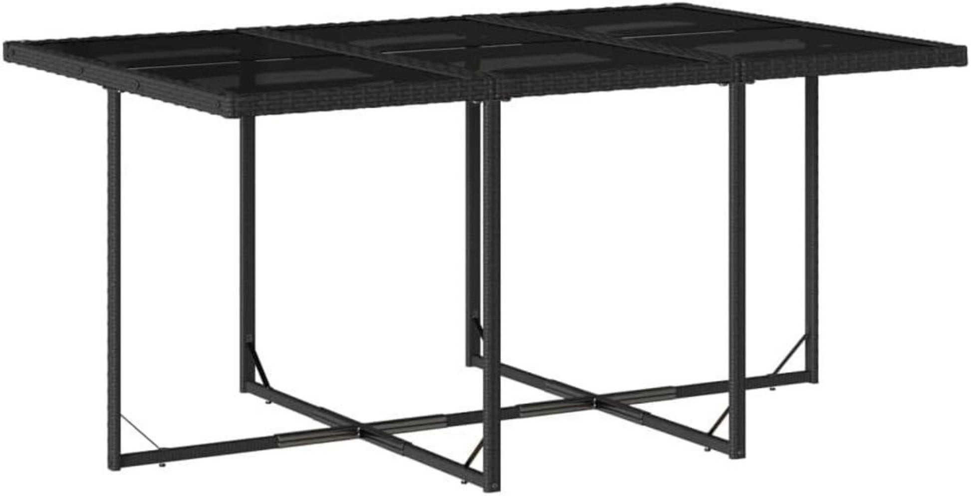 vidaXL Garten Essgruppe 7-TLG. Schwarz Poly Rattan