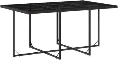 vidaXL Garten Essgruppe 7-TLG. Schwarz Poly Rattan