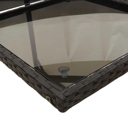 Garten Essgruppe 7tlg. Schwarz Poly Rattan, Tisch Glasplatte, 6 Stühle