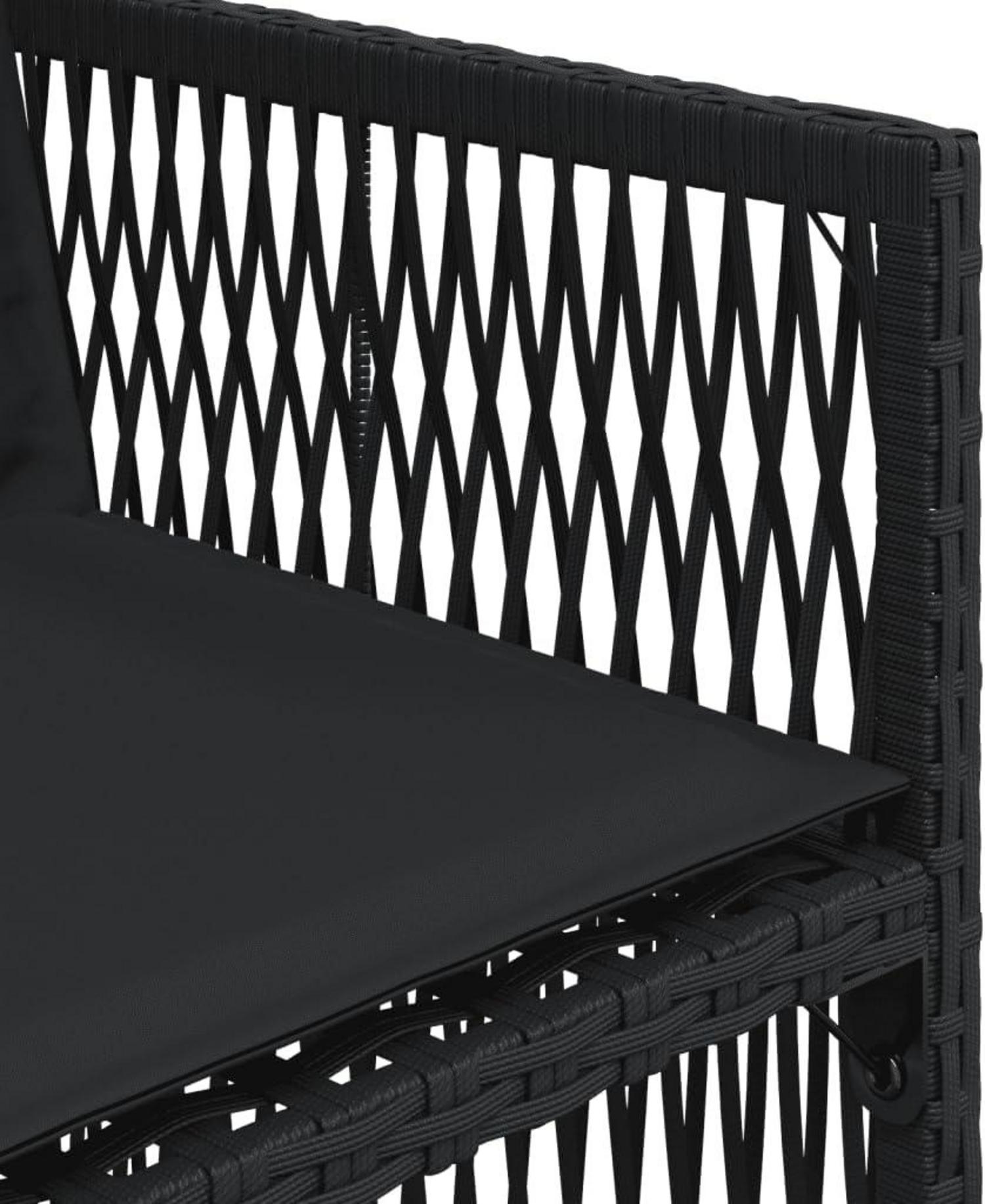 Garten Essgruppe 7tlg. Schwarz Poly Rattan, Tisch Glasplatte, 6 Stühle