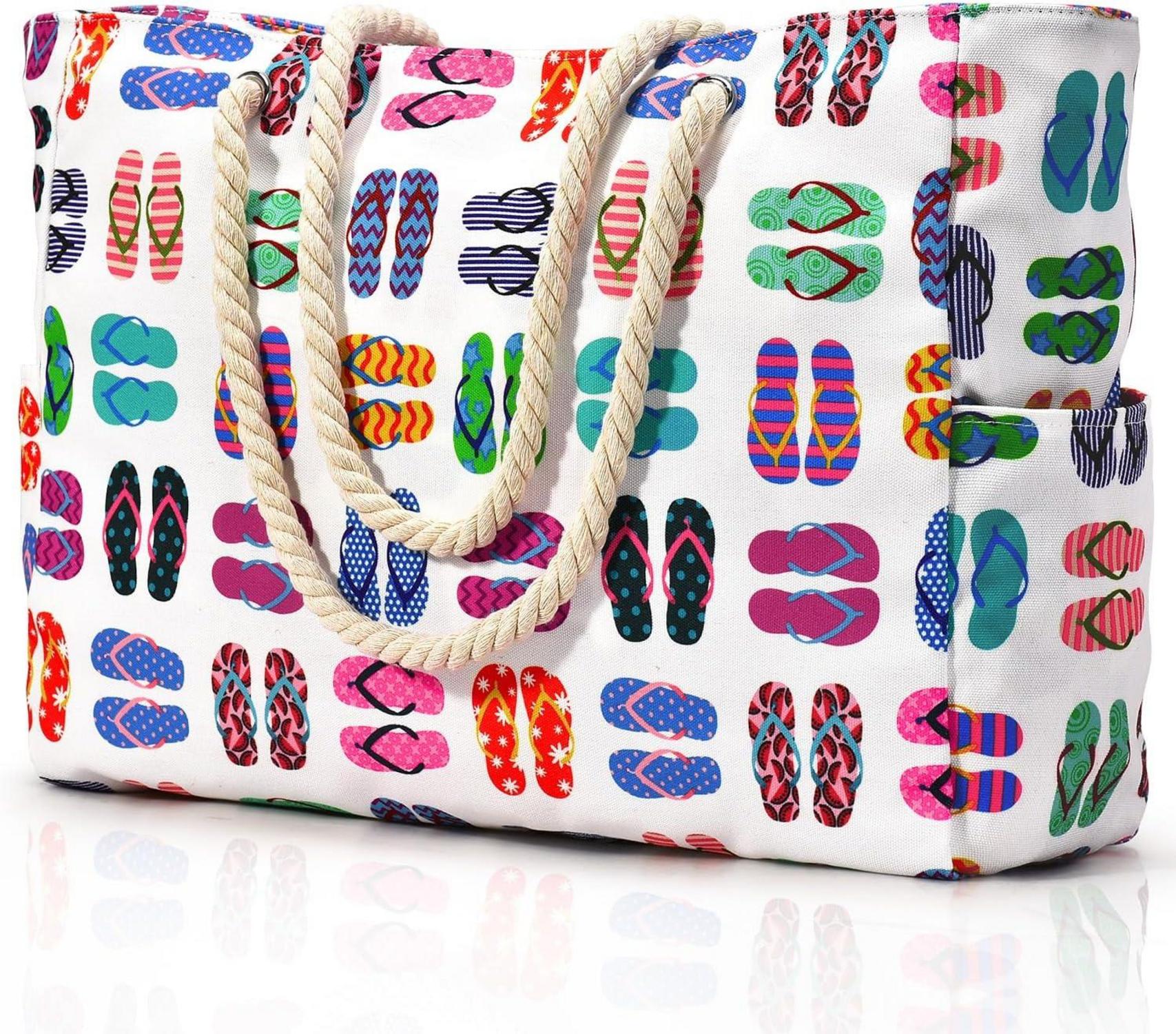 Große Strandtasche Damen wasserdicht Tote Bag mit Reißverschluss