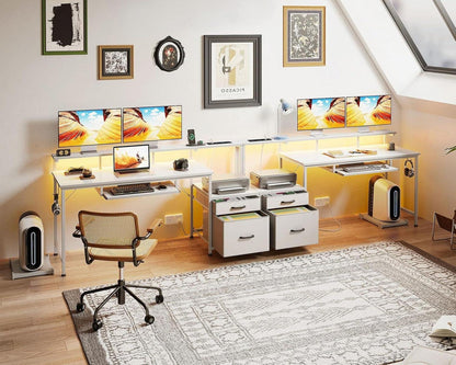 Coleshome Schreibtisch mit Schubladen 140x48cm USB