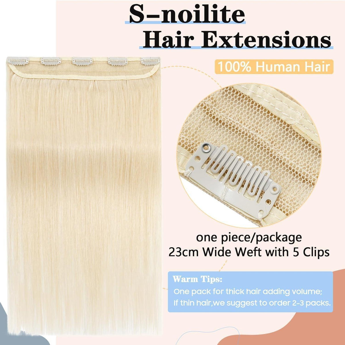 Echthaar Clip-In Extensions Platinum Blonde 50cm