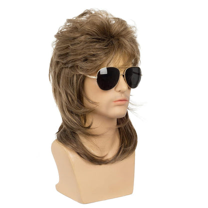 Herren Mullet Perücke Hellbraun – 70er 80er Jahre Retro Look
