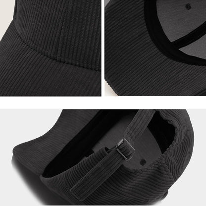 Winter Baseball Cap Herren Damen Cord Verstellbar Warm Schwarz