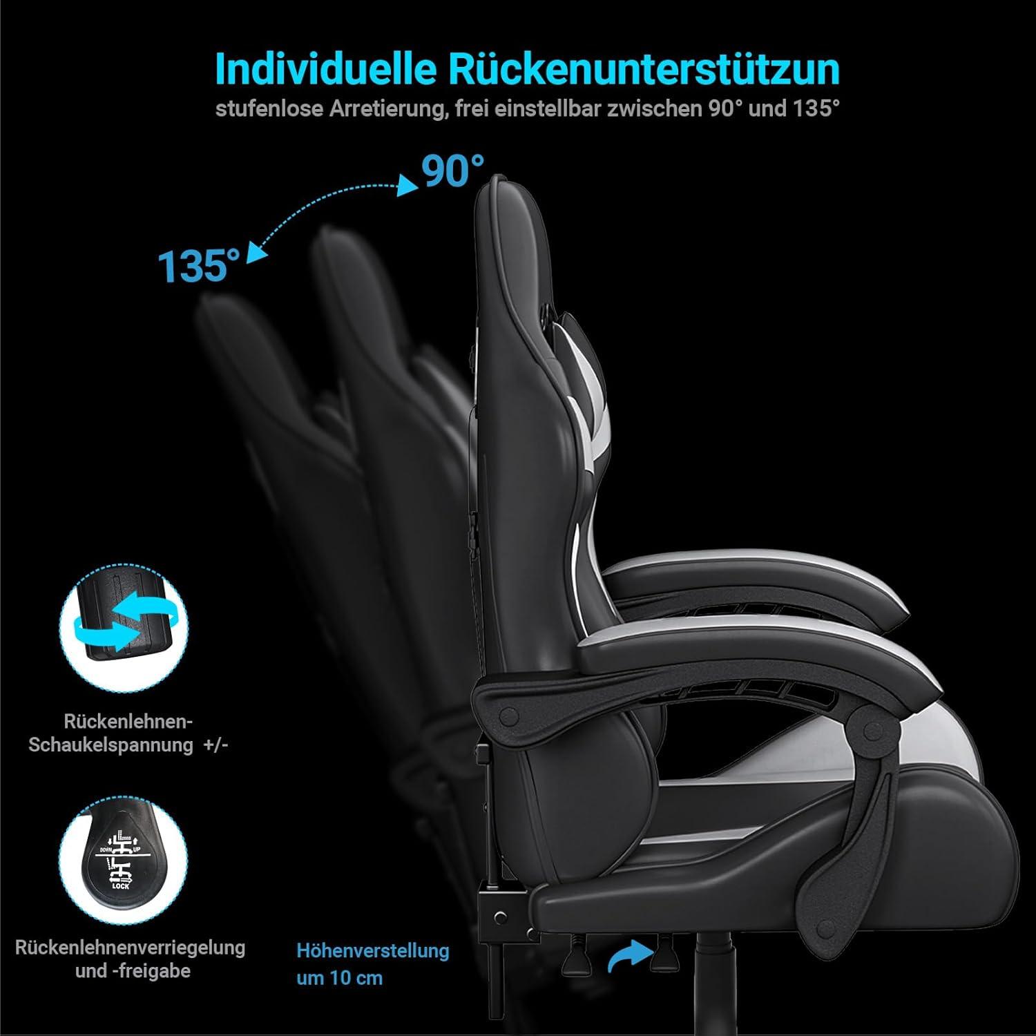 Gaming-Stuhl XXL mit Kratzschutz und ergonomischer Kopfstütze