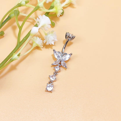 925 Sterling Silber Bauchnabelpiercing 10mm Zirkonia 14G