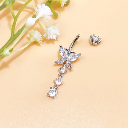 925 Sterling Silber Bauchnabelpiercing 10mm Zirkonia 14G