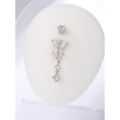 925 Sterling Silber Bauchnabelpiercing 10mm Zirkonia 14G