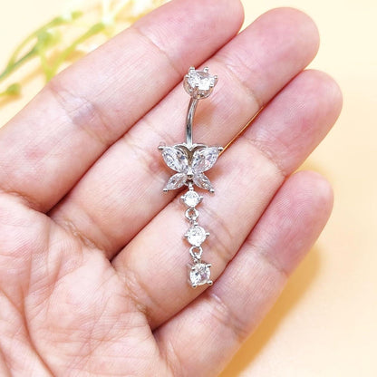 925 Sterling Silber Bauchnabelpiercing 10mm Zirkonia 14G