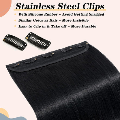 Echthaar Clip-In Extension Schwarz 55cm – Volumen & Länge