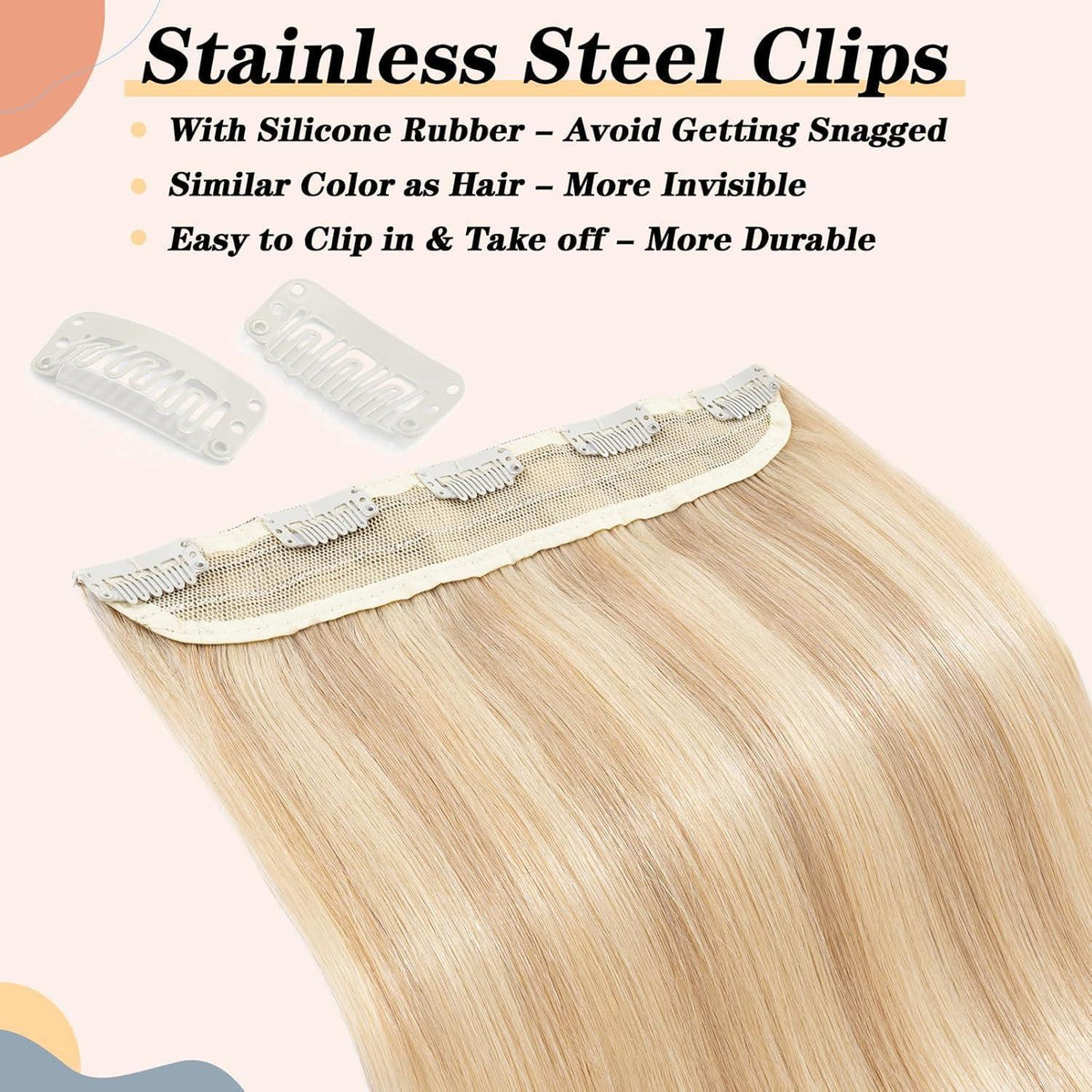 Echthaar Clip-In Extension Aschblond/Weißblond 55cm