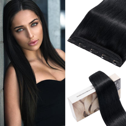 Echthaar Clip-In Extension Schwarz 30cm (40g)