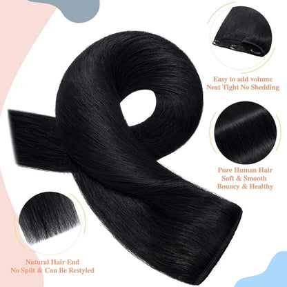 Echthaar Clip-In Extension Schwarz 30cm (40g)