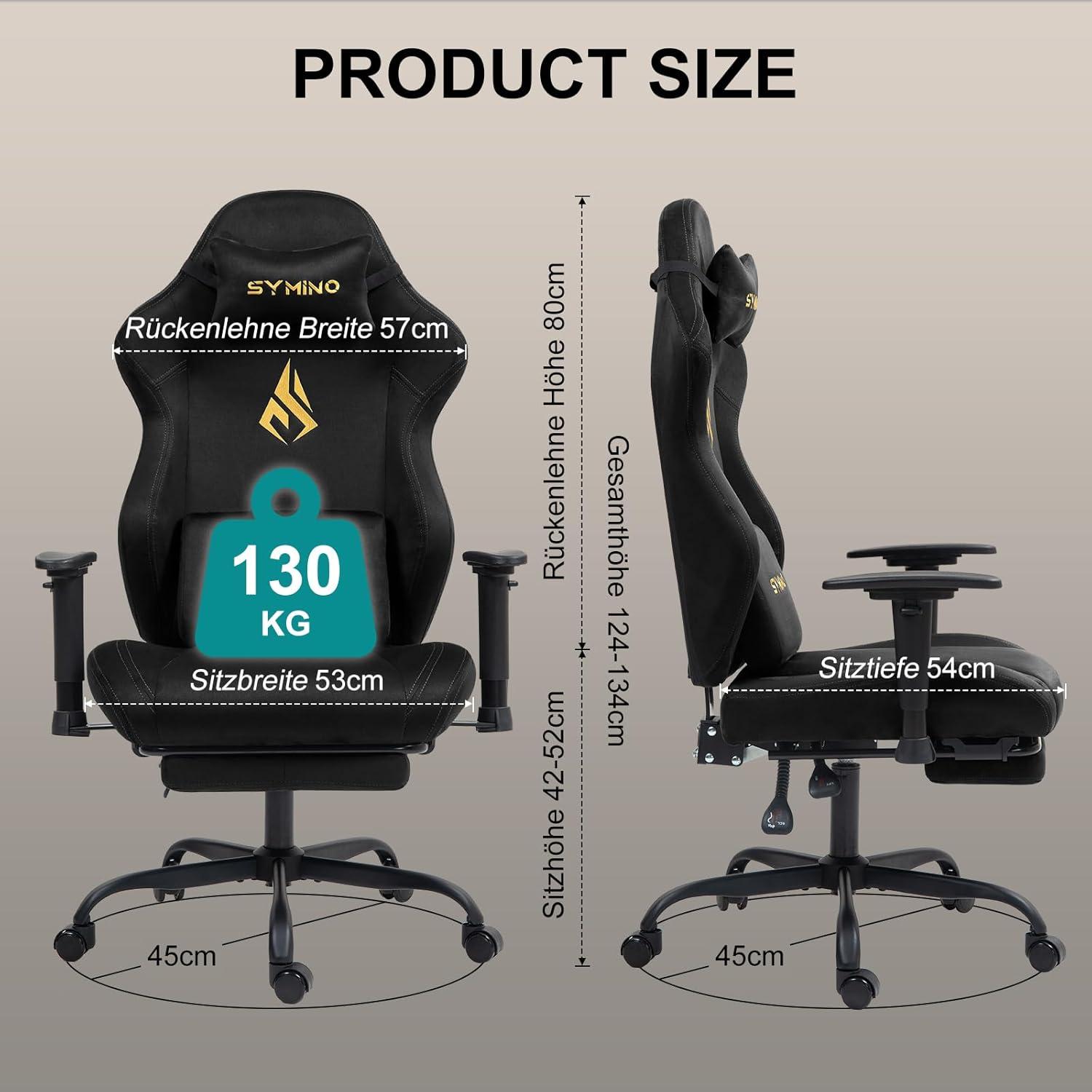 Ergonomischer Gaming Stuhl Wildlederimitat Bürostuhl