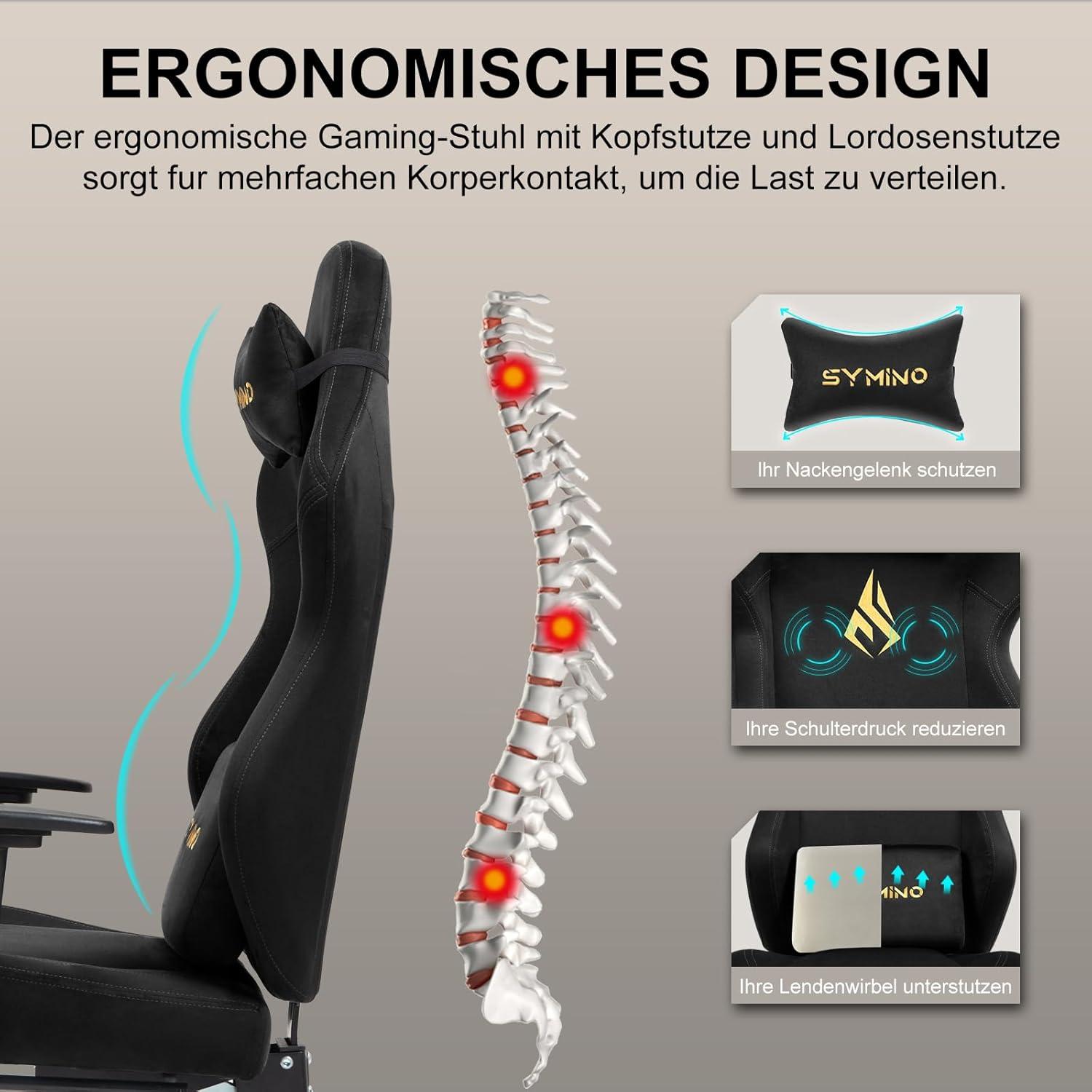 Gaming Stuhl Racing Chair Wildlederimitat PC Bürostuhl