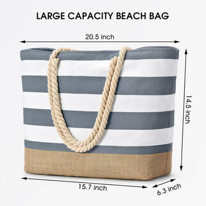 Oscaurt Strandtasche XXL Damen Wasserdicht mit Reißverschluss, Faltbare Shopper-Tasche