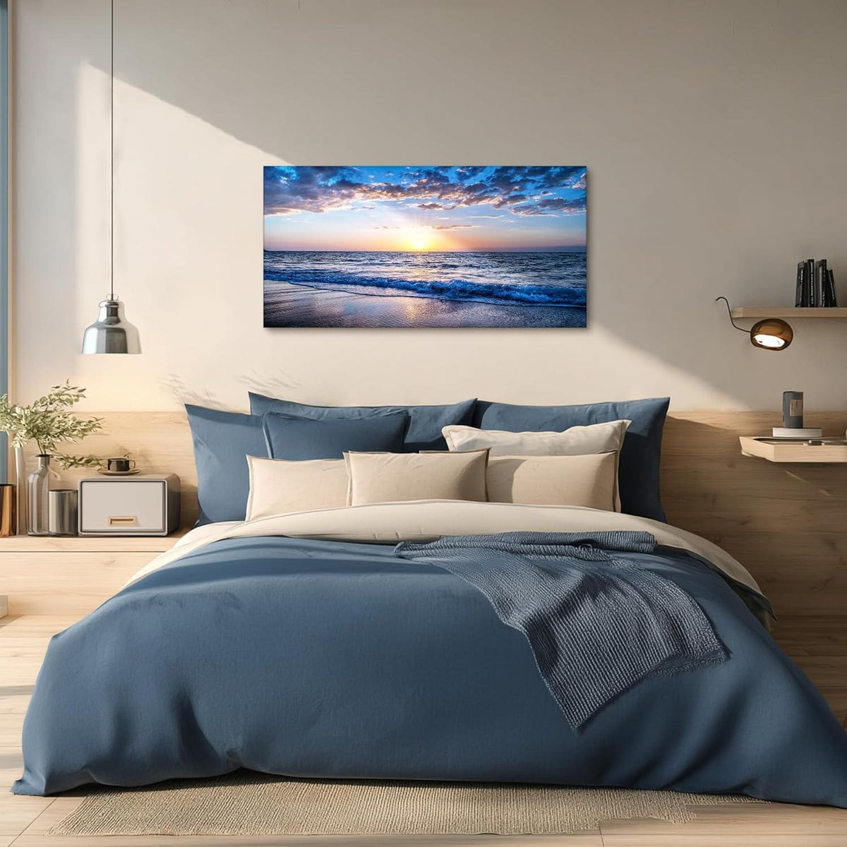 Leinwandbild Sonnenuntergang Strand Meer Landschaft Modern