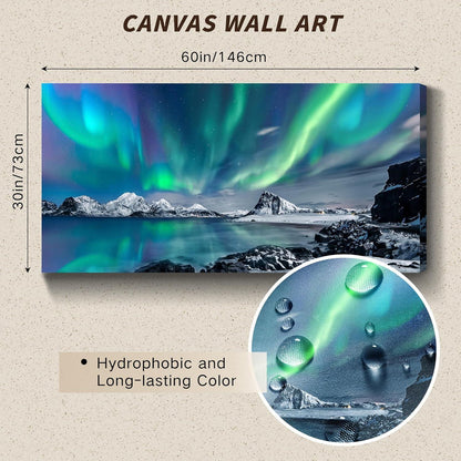 Nordlicht Leinwandbild XXL – 73x146 cm, Schlafzimmer Deko