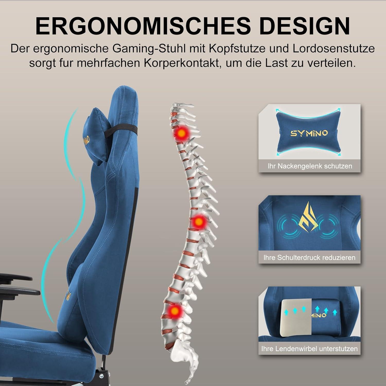 Gaming Stuhl Wildlederimitat Racing Gamer Sessel Bürostuhl