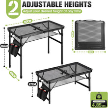 Klappbarer Campingtisch Metall 60x40 cm Höhenverstellbar