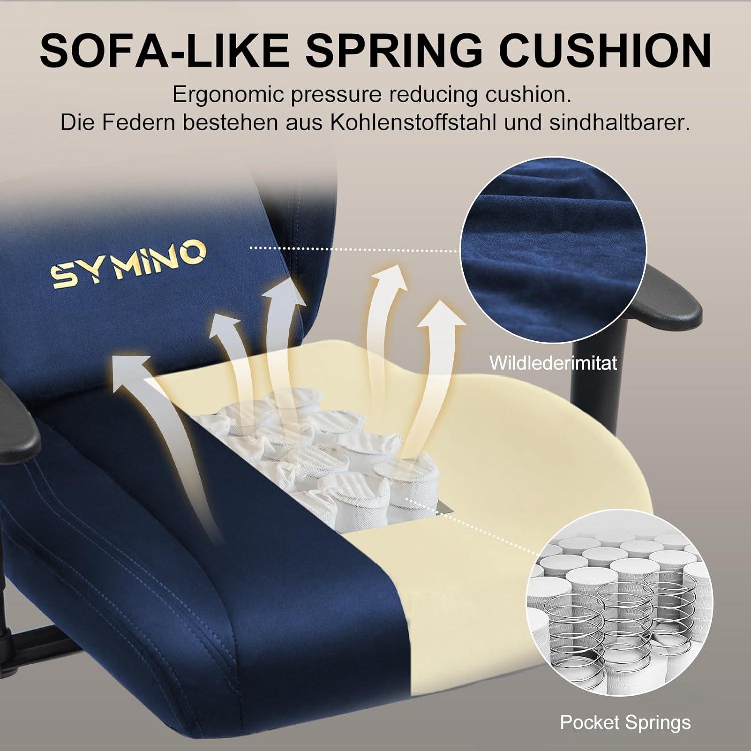 Gaming Stuhl Racing Gamer Sessel Wildlederimitat PC Stuhl Ergonomischer