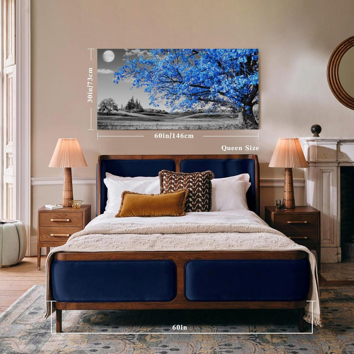 Leinwandbild Baum des Lebens blau 73x146 cm XXL