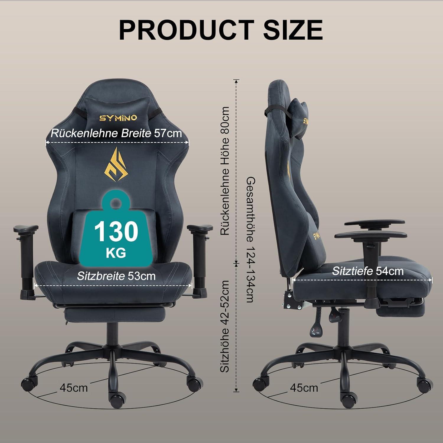 Ergonomischer Gaming Stuhl Wildlederimitat 360° drehbar